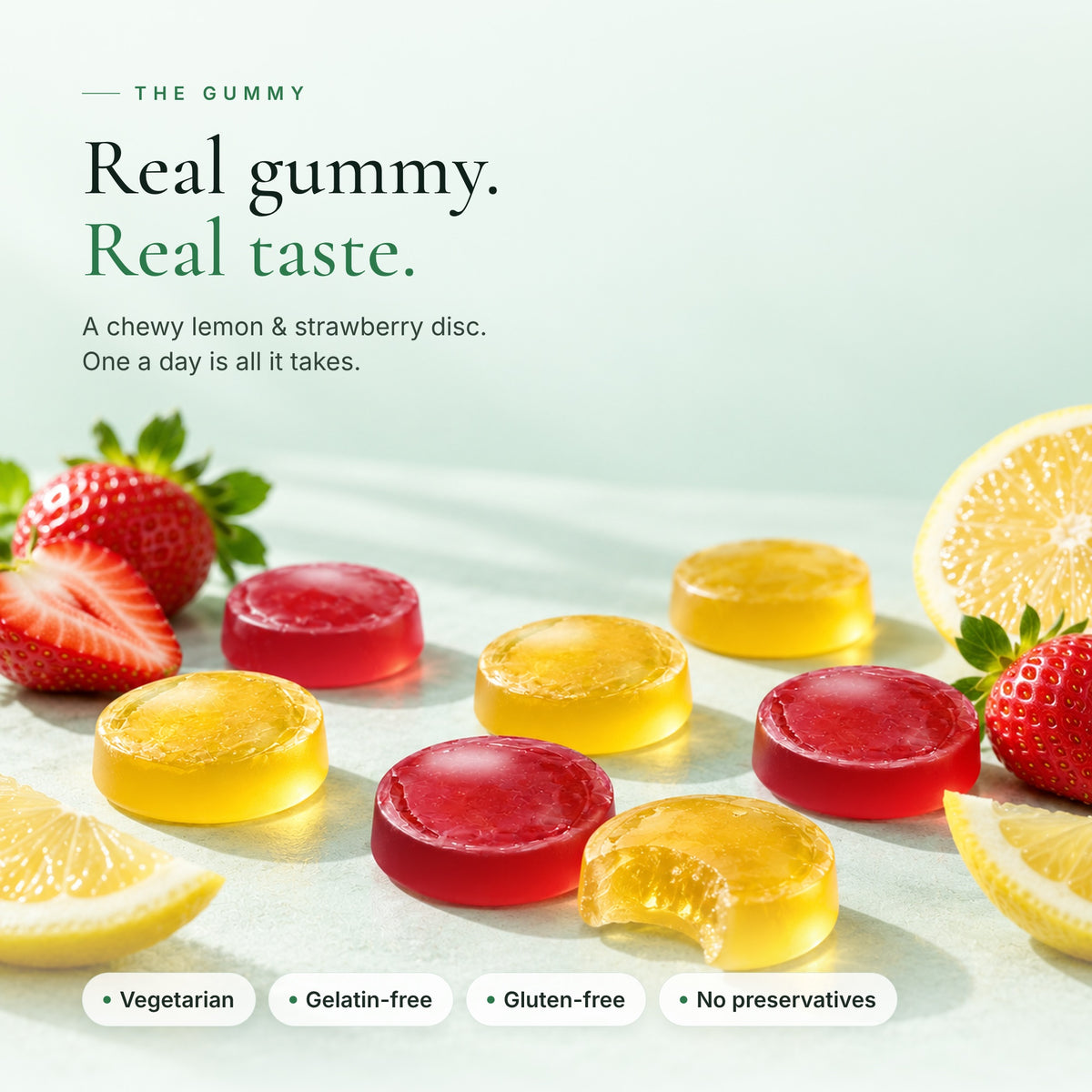 Lemon and strawberry Amoras Energy gummies