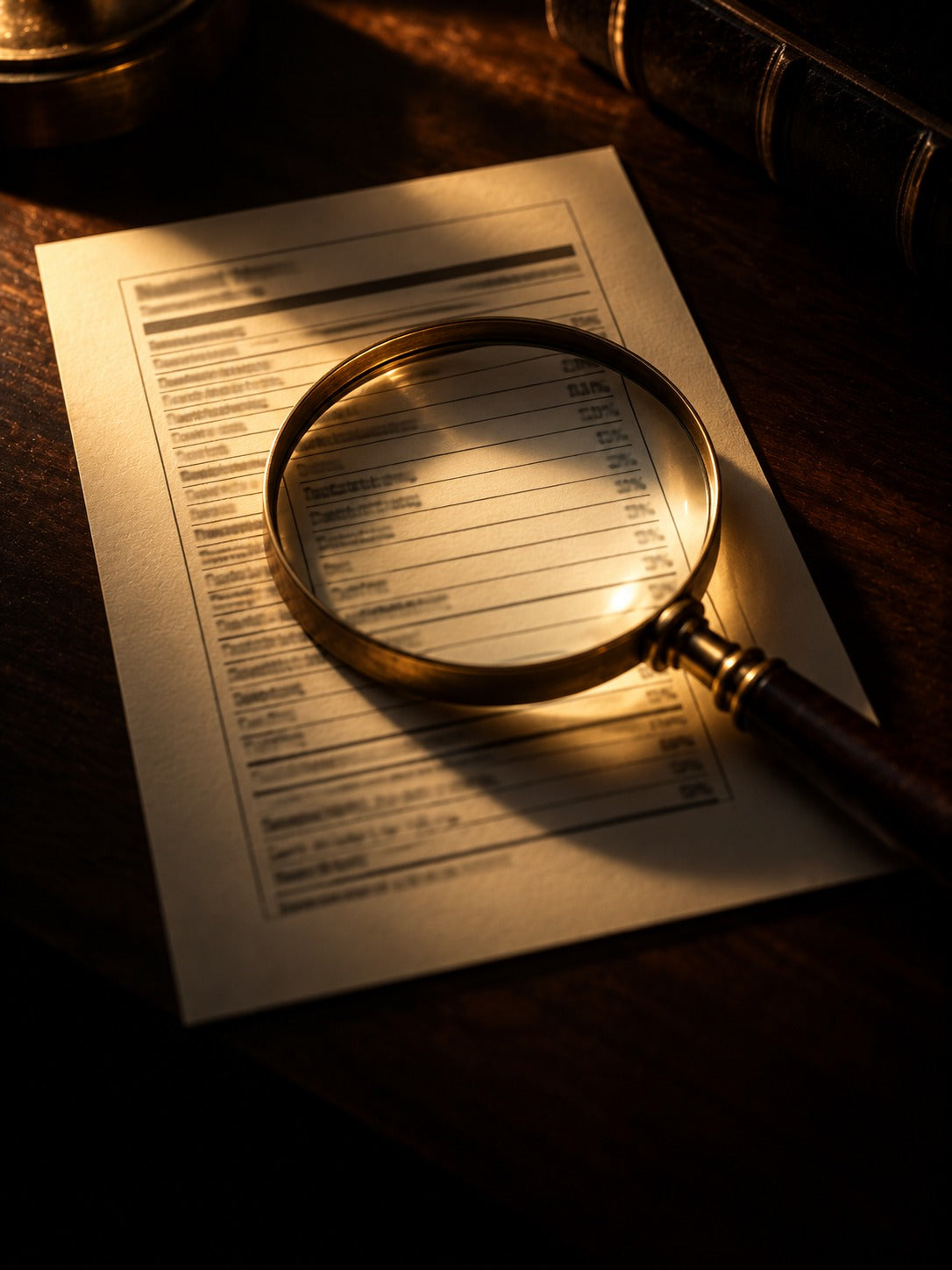 Magnifying glass over a supplement nutrition label
