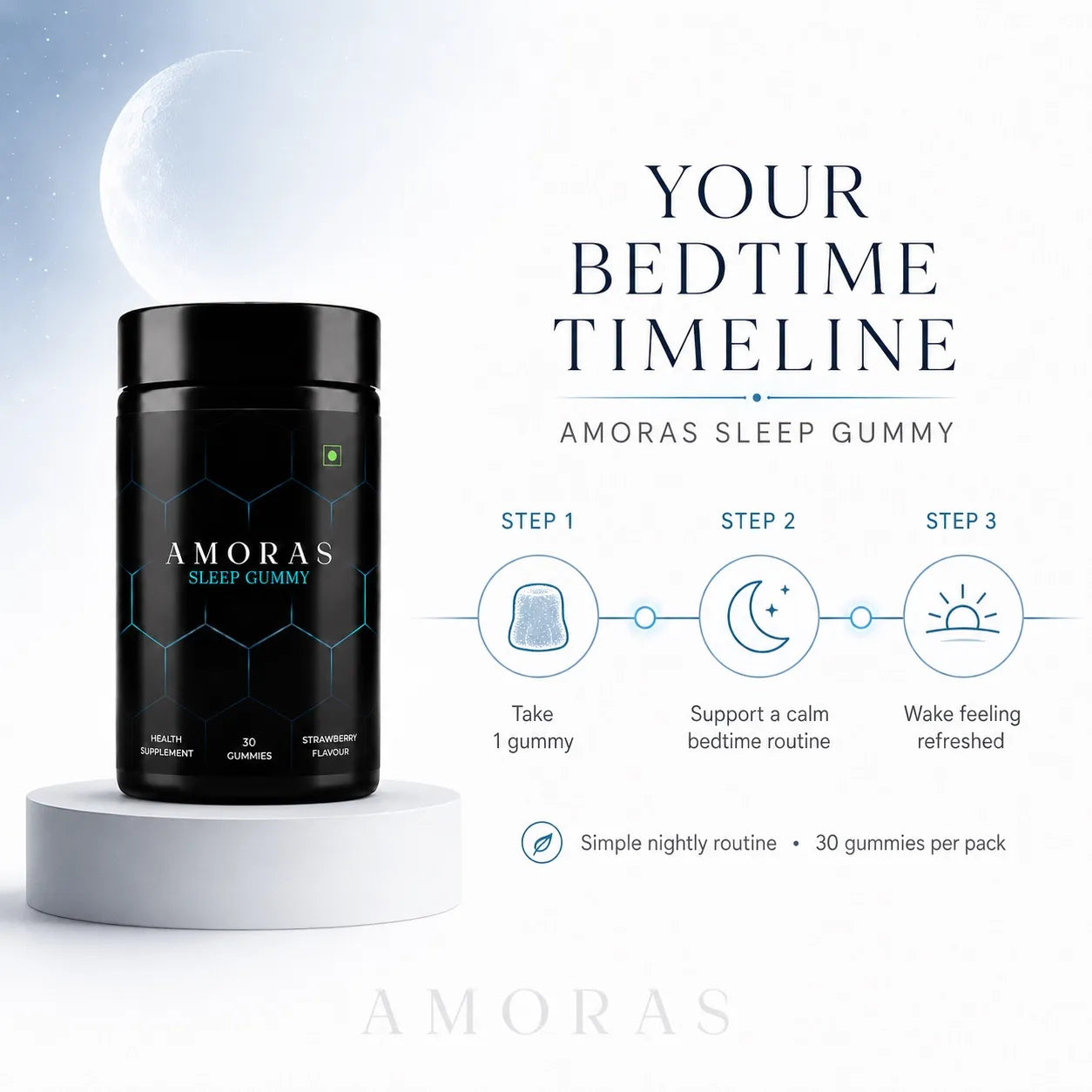 Amoras Sleep Gummy | Ashwagandha & Melatonin | 30 Gummies
