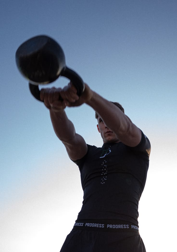 Man training with a kettlebell