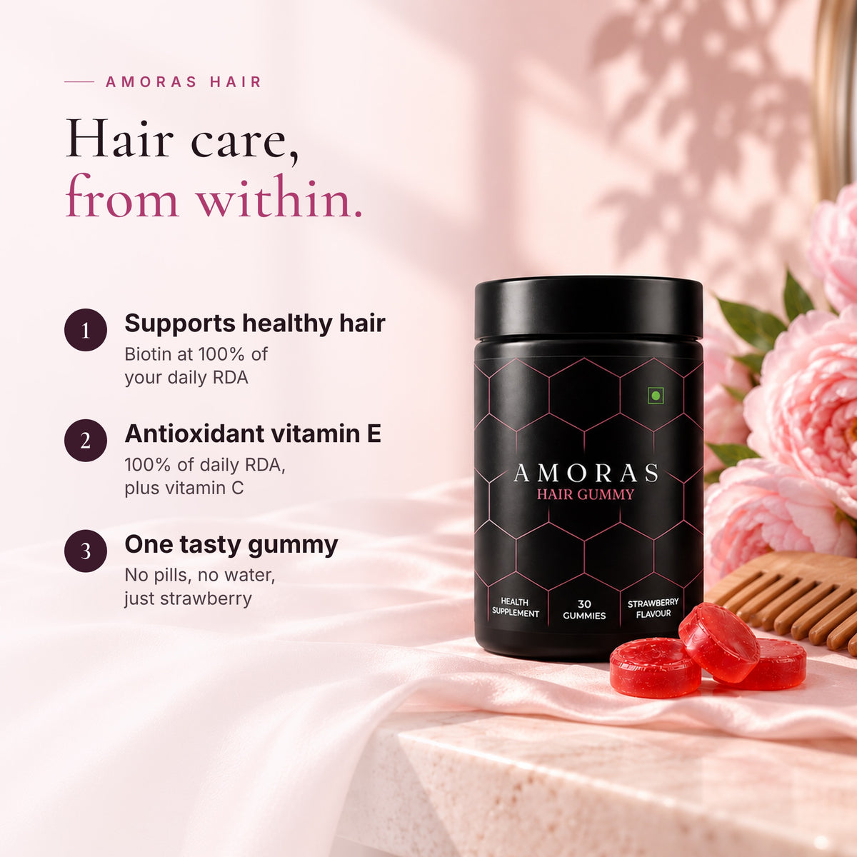What Amoras Hair Gummy does for healthy hair